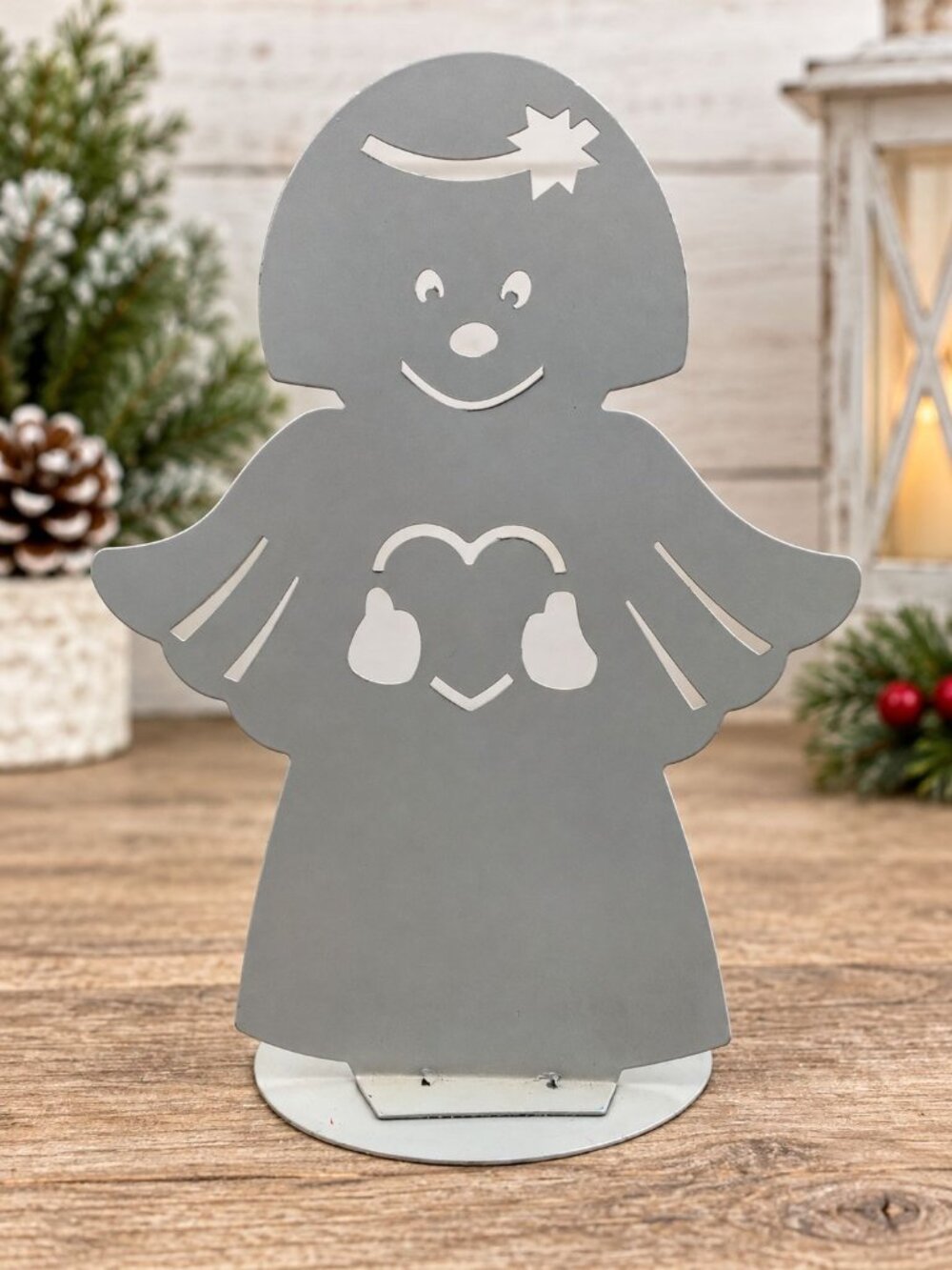Vintage White Angel Cutout Candle Holder Christmas Holiday Home Decor Star Heart
